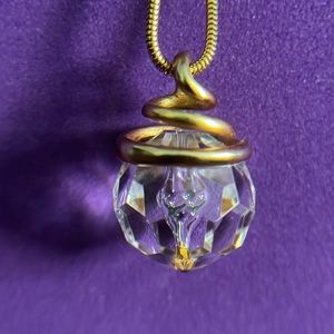 Anne Klein VIntage Gold Tone Clear Lucite Faceted Bead Pendant